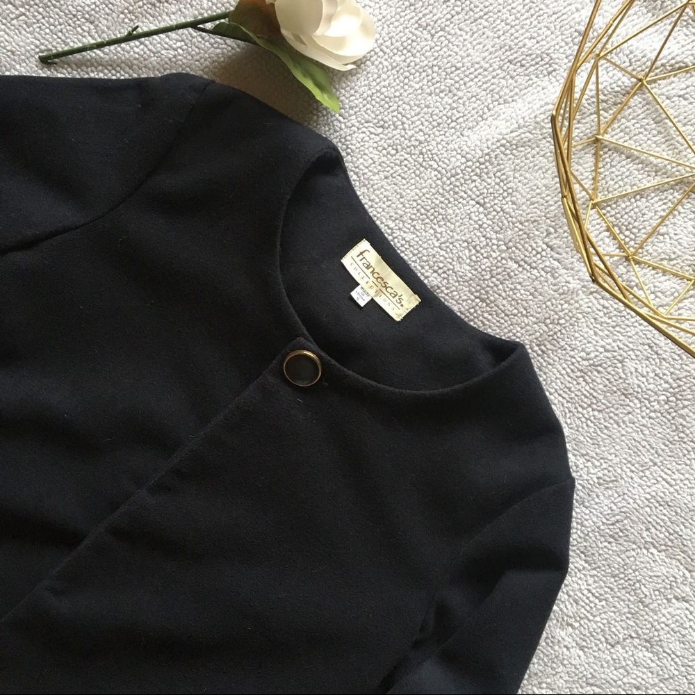 Francesca's Navy Coat w/ Bow Detail